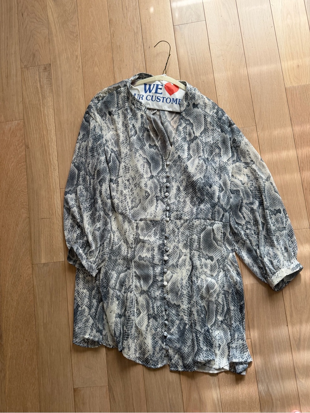 Zara Snake Print Midi Dress in Gray and Cream